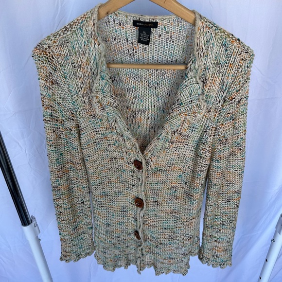 BCBGMAXAZRIA Marled Knit Y2K Sweater Slouchy Cardigan size XL - Picture 3 of 8